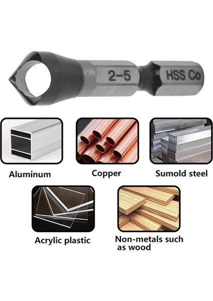 HRC89 Tialn Kaplama 1/4 Inç Altıgen Şaftlı Havşa Matkap Ucu Hss-Co M35 Kobalt Çapak Alma Pahlı Matkap Ucu 2-5mm (Yurt Dışından)