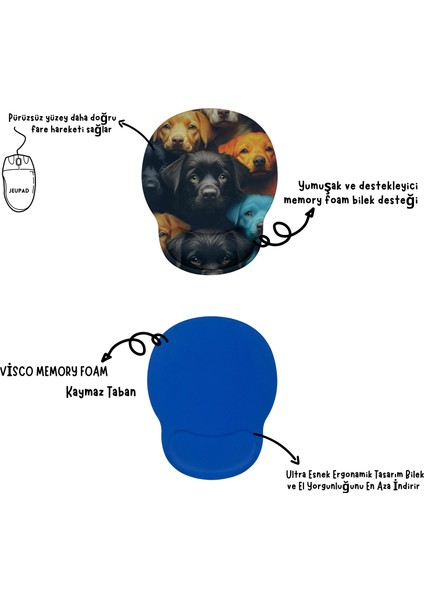 Bilek Destekli Memory Foam Kaymaz Taban Mouse Pad MSP-014 Desenli 4