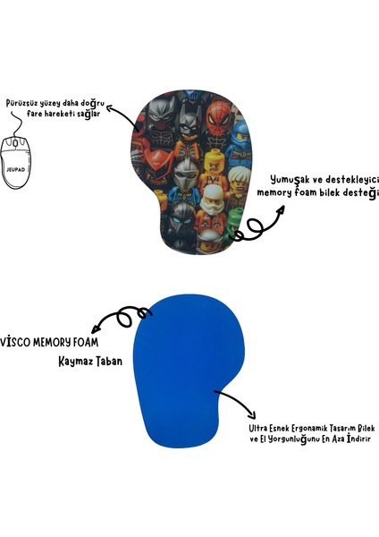 Bilek Destekli Memory Foam Kaymaz Taban Mouse Pad MSP-008 Desenli 7