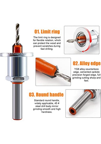 Derinlik Stoplu 2 Paket 8mm Metal Havşa, Ağaç Işleme, Plastik, Delme Için Metal Delme Ahşap Matkap Uçları (Yurt Dışından)