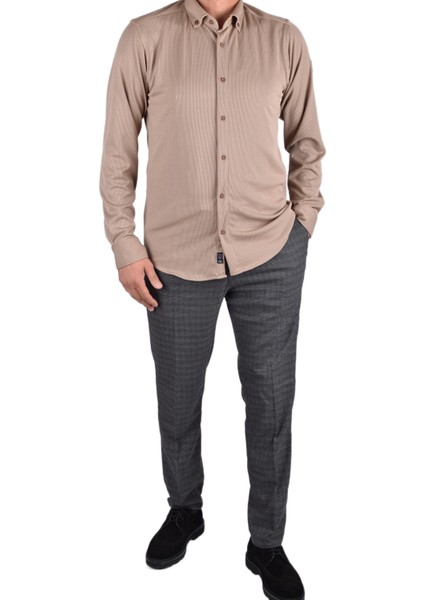 Adv 2024-01 Örme Likra Gömlek/sütlü Kahve/s