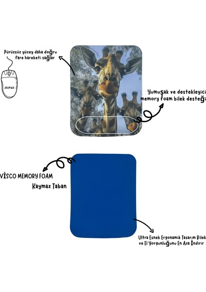 Bilek Destekli Memory Foam Kaymaz Taban Mouse Pad MSP-009 Desenli 9