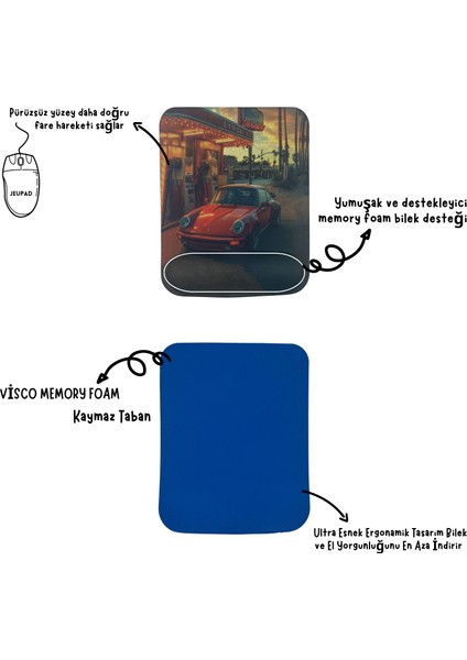 Bilek Destekli Memory Foam Kaymaz Taban Mouse Pad MSP-009 Desenli 5