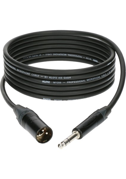 M1 MY206 TRS x Male XLR Neutrik Uçlu Siyah 2mt Balanslı Kablo