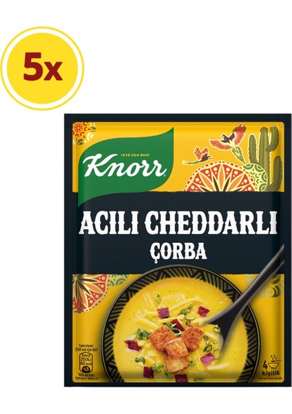 Acılı Cheddarlı Çorba 4 Kişilik 74 gr x 5