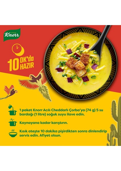 Acılı Cheddarlı Çorba 4 Kişilik 74 gr x 5