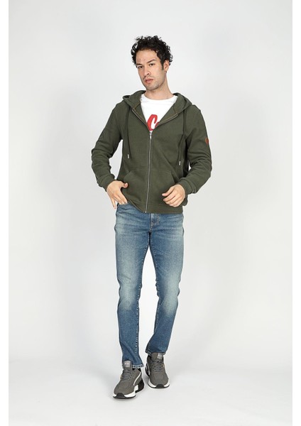 Ruth Erkek Kapüşonlu Fermuarlı Sweatshirt Haki