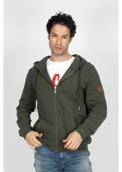 Ruth Erkek Kapüşonlu Fermuarlı Sweatshirt Haki