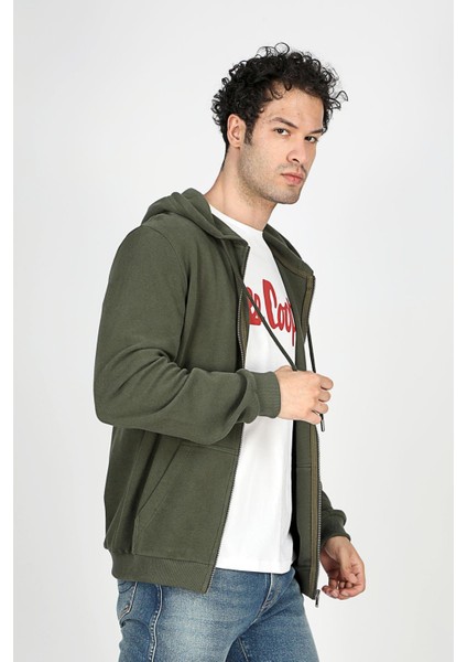 Ruth Erkek Kapüşonlu Fermuarlı Sweatshirt Haki