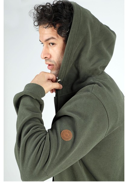 Ruth Erkek Kapüşonlu Fermuarlı Sweatshirt Haki
