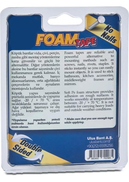 Solvent Akrilik Köpük Montaj Bandı - Mavi