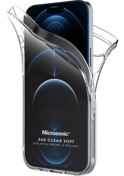 iPhone 14 Pro Max Kılıf 6 Tarafı Tam Full Koruma 360 Clear Soft Şeffaf