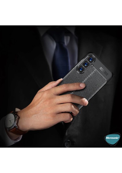 Samsung Galaxy A16 Kılıf Deri Dokulu Silikon Siyah