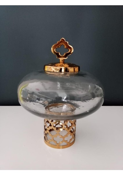 Gold Lotus Kapaklı Küp 28*23,5 cm