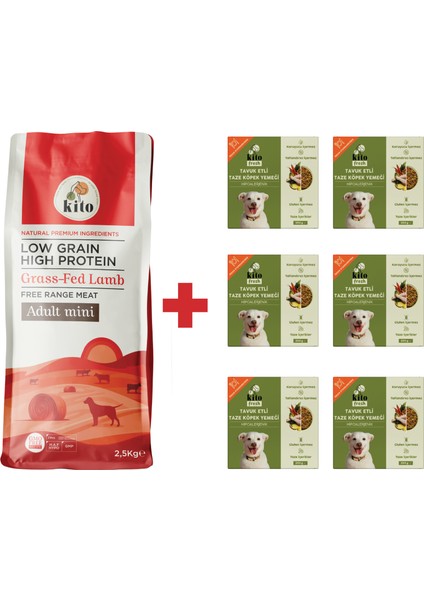 Yetişkin Mini Irk Köpek Maması 2.5 kg + Tavuk Etli Kito Fresh x 6