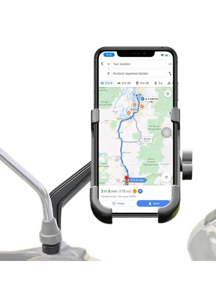 Metal Ayna Bağlantılı Motosiklet Scooter Telefon Tutucu 360° Dönen Motosiklet Cep Telefonu Tutucu