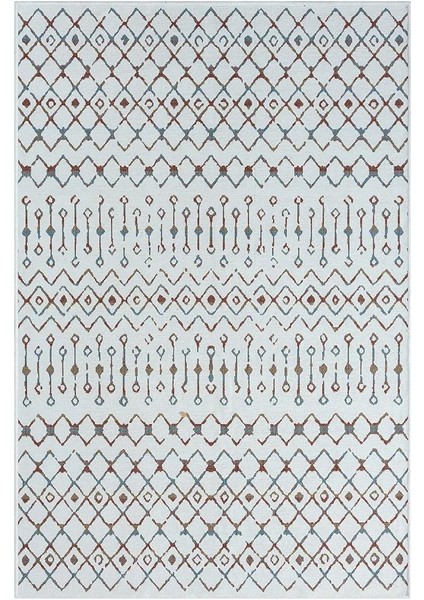 Lenda LD002A Gri Kilim Renkli Detaylı Ince Kaymaz Taban Makinada Yıkanabilir Salon Halı