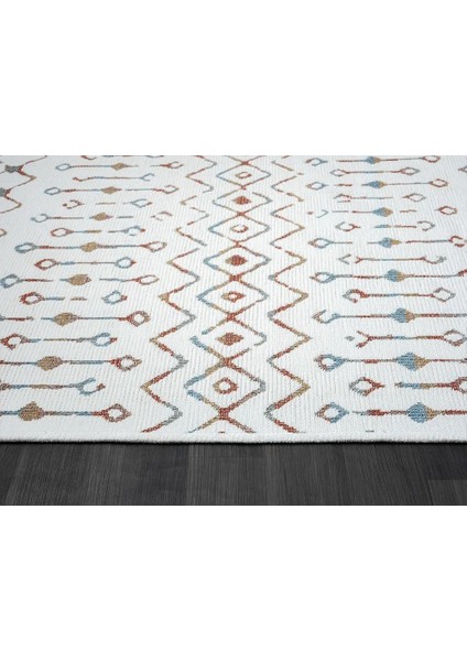 Lenda LD002A Gri Kilim Renkli Detaylı Ince Kaymaz Taban Makinada Yıkanabilir Salon Halı