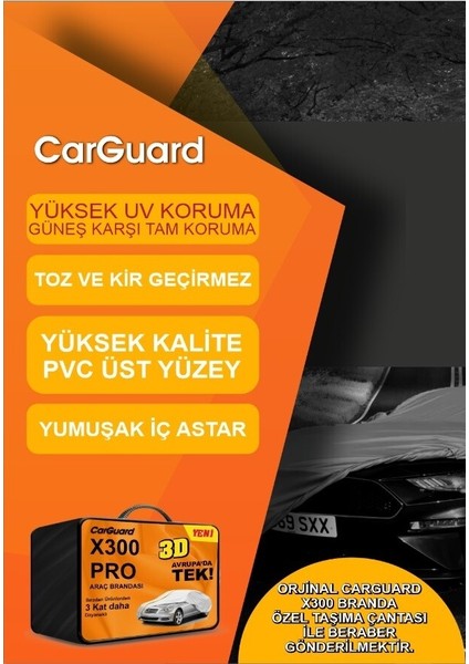 Carguard Bmw 3 Serisi E90 2005-2012 Uyumlu X300 Fitilli Araba Brandası Miflonlu Branda Oto Çadır Örtü