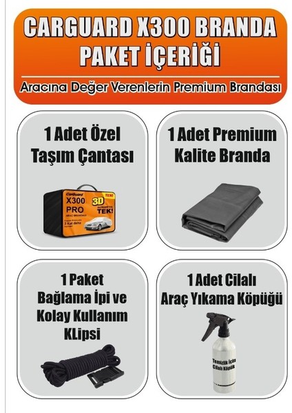 Carguard Alfa Romeo Mito Uyumlu X300 Fitilli Araba Brandası Miflonlu Branda Oto Çadır Örtü