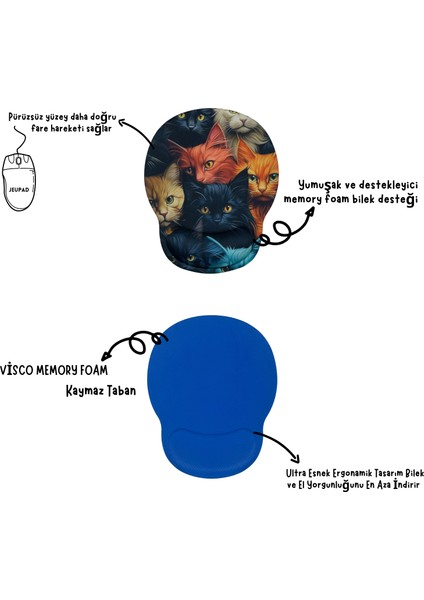 Bilek Destekli Memory Foam Kaymaz Taban Mouse Pad MSP-014 Desenli 5