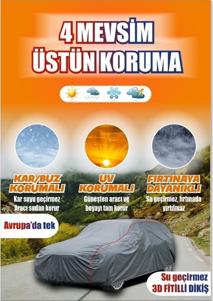 Carguard Skoda Fabia Hatchback 1999-2007 ile Uyumlu Lüks Araba Brandası Miflonlu Branda Oto Çadır Örtü