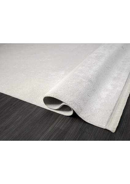 Elegance EG005A Beyaz Sedef Detaylı Modern Viskon Doğal Iplik Bambu Tozu Az Salon Halısı