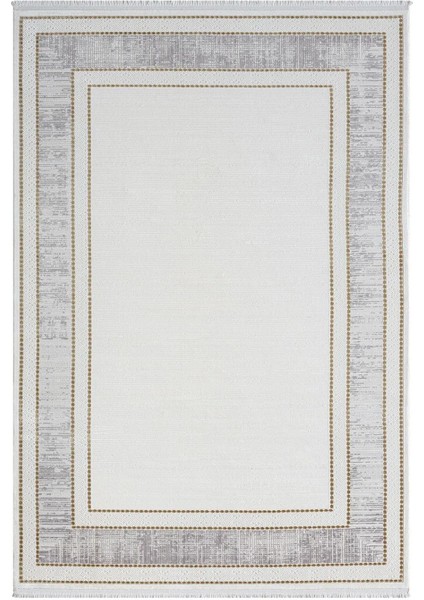 Elegance EG006A Gri Gold Detaylı Viskon Doğal Iplik Bambu Tozu Az Salon Yatak Odası Halısı