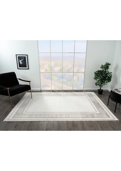 Elegance EG006A Gri Gold Detaylı Viskon Doğal Iplik Bambu Tozu Az Salon Yatak Odası Halısı