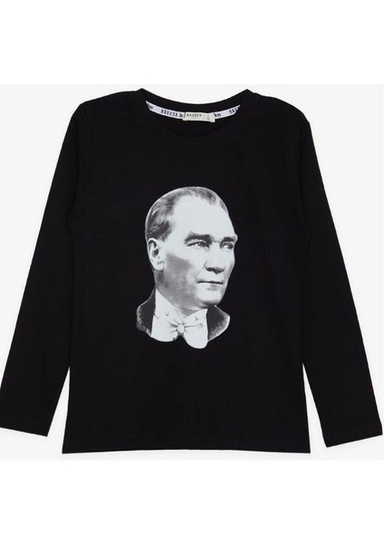 Çocuk Atatürk Baskılı Ince Uzun Kollu Pamuklu Tshirt fırsatları