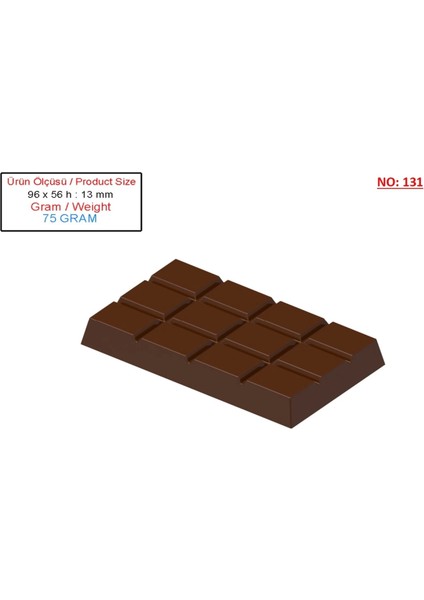 75 Gr. Tablet Çikolata Kalıbı - 131 | Dubai Çikolata Kalıbı indirimleri
