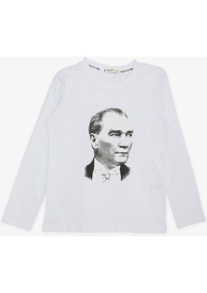 Çocuk Atatürk Baskılı Ince Uzun Kollu Pamuklu Tshirt