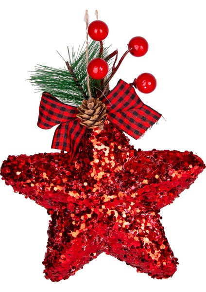 Yılbaşı Süsü Yılbaşı Dekorlu Yıldız 3'lü Set Kırmızı 15 Cm. fiyatları