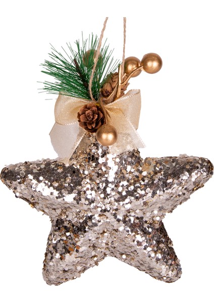 Yılbaşı Süsü Yılbaşı Dekorlu Yıldız 3'lü Set Şampanya 15 Cm. fiyatları