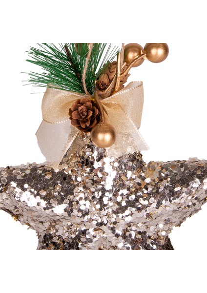 Yılbaşı Süsü Yılbaşı Dekorlu Yıldız 3'lü Set Şampanya 15 Cm. modelleri