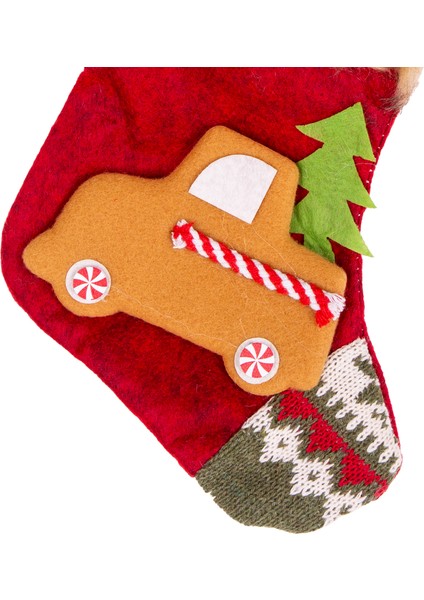 Yılbaşı Ağaç Süsü Kırmızı Çorap Araba Figürlü Kırmızı 15X24 Cm. modelleri