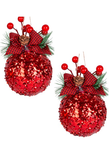 Yılbaşı Süsü 2'li Set Kırmızı 10 cm