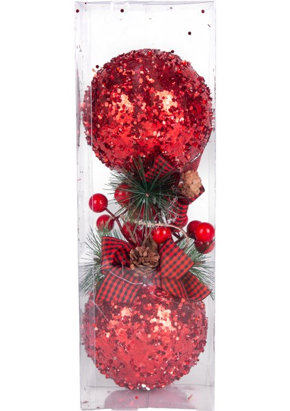 Yılbaşı Süsü 2'li Set Kırmızı 10 cm fiyatları