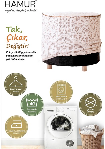 Yıkanabilir Kılıflı Puf Köşegen Iskandinav Bohem Punch Orta Sehpa Koltuk Tabure Motif Bej modelleri