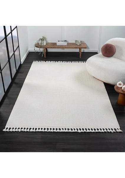 Wool WL005A Beyaz Halı Sisal Bukle Dekoratif Antialerjik Salon Halısı Yatak Odası