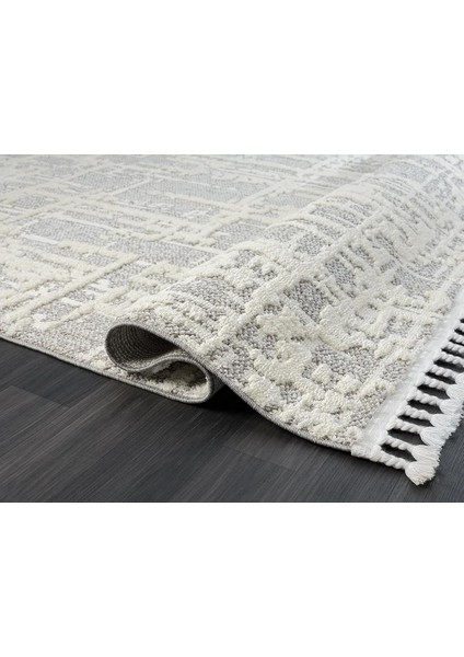 Wool WL007A Bej Halı Sisal Bukle Dekoratif Kabartmalı Halı Antialerjik Salon Halısı