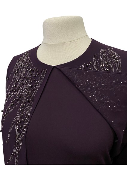 Mürdüm Alya Büyük Beden Şık Taş Işlemeli Anne Abiye Elbise fırsatları