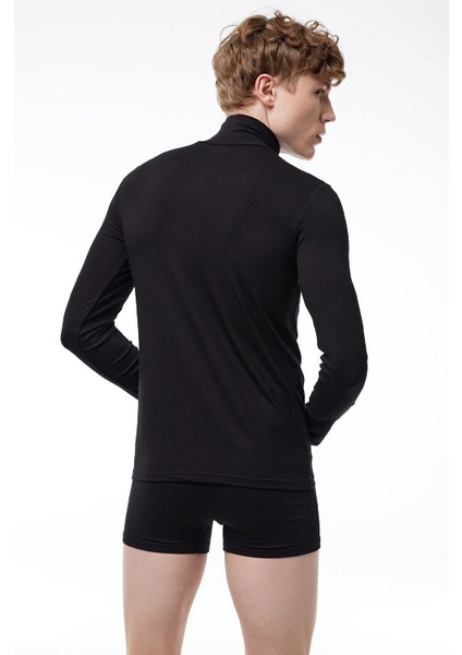 086 Erkek Modal Yarım Balıkçı Yaka Uzun Kol Likralı Body fırsatları