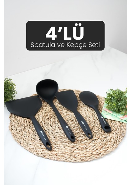 4'Lü Spatula Ve Kepçe Servis Seti Silikon