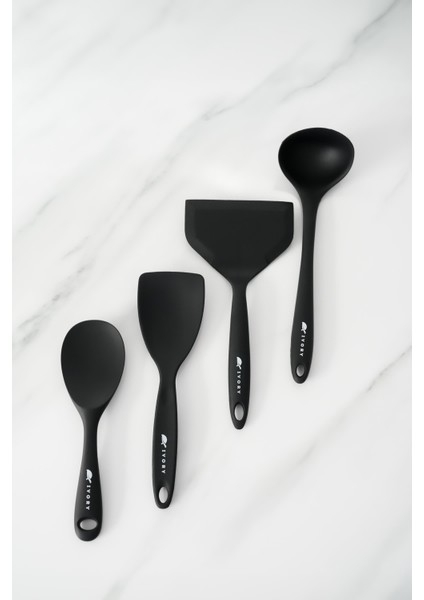 4'Lü Spatula Ve Kepçe Servis Seti Silikon