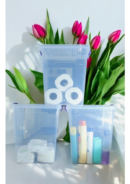 20 Litre 3 Adet Plastik Kilitli Kapaklı Dikey Derin Saklama Düzenleme Kabı fiyatları