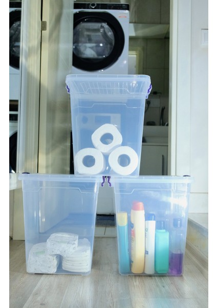 20 Litre 3 Adet Plastik Kilitli Kapaklı Dikey Derin Saklama Düzenleme Kabı fırsatları