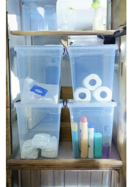 20 Litre 4 Adet Plastik Kilitli Kapaklı Dikey Derin Saklama ve Düzenleme Kabı modelleri