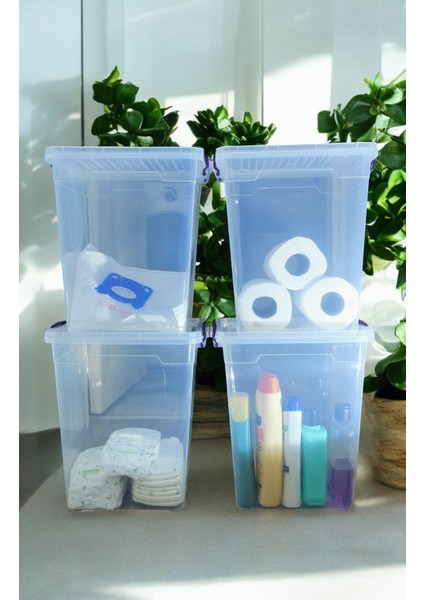 20 Litre 4 Adet Plastik Kilitli Kapaklı Dikey Derin Saklama ve Düzenleme Kabı fırsatları