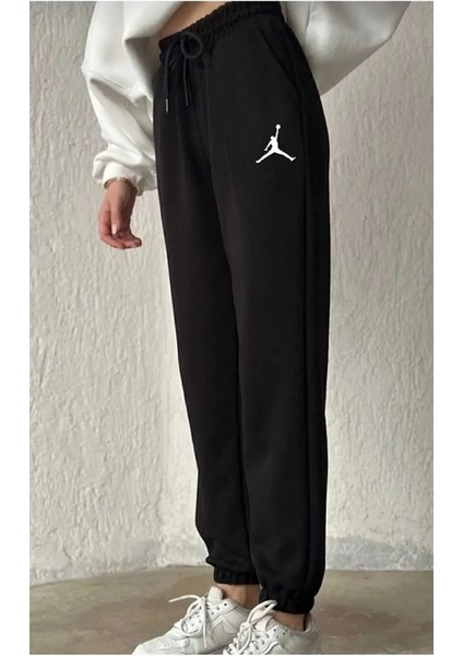 Kadın Siyah Jogger Iki Iplik Beli Lastikli Eşofman Altı Jrdn modelleri